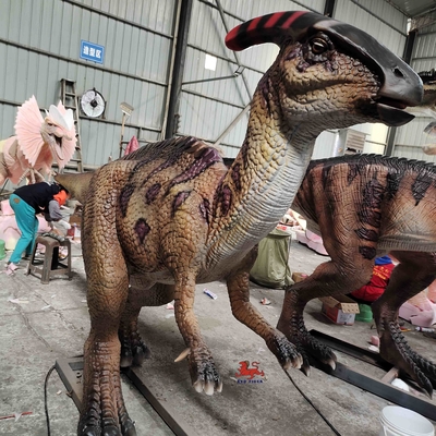 4M Long Lifelike Animatronic die Parasaurolophus met Open Mond en Oogknipoogje brullen