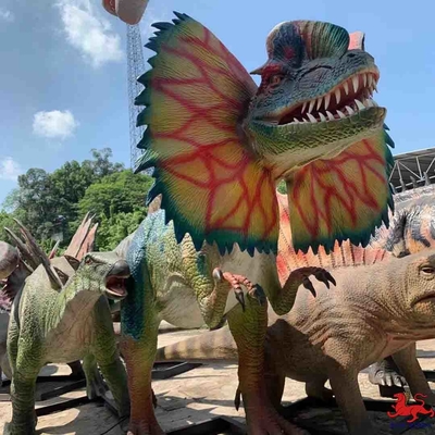 Good price Themaparkuitrusting Realistisch animatronic dinosaurusmodel Dilophosaurus-standbeeld online
